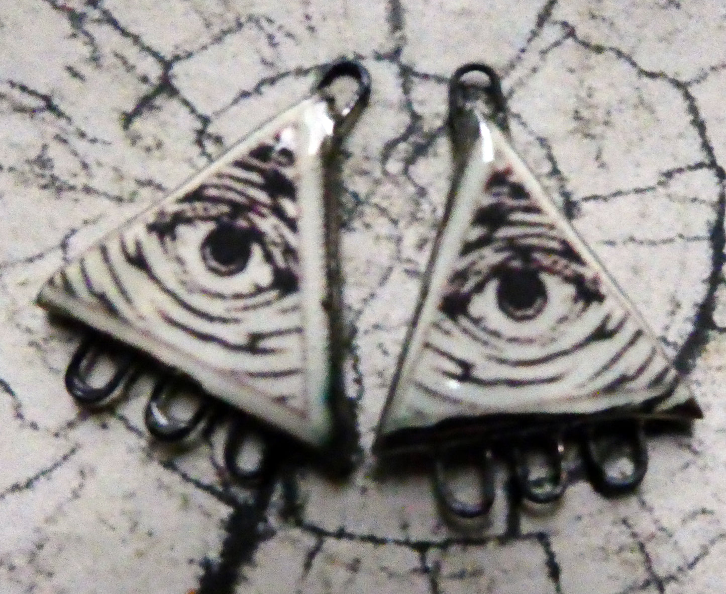 Ceramic All Seeing Eye Decal Earring Connectors #1