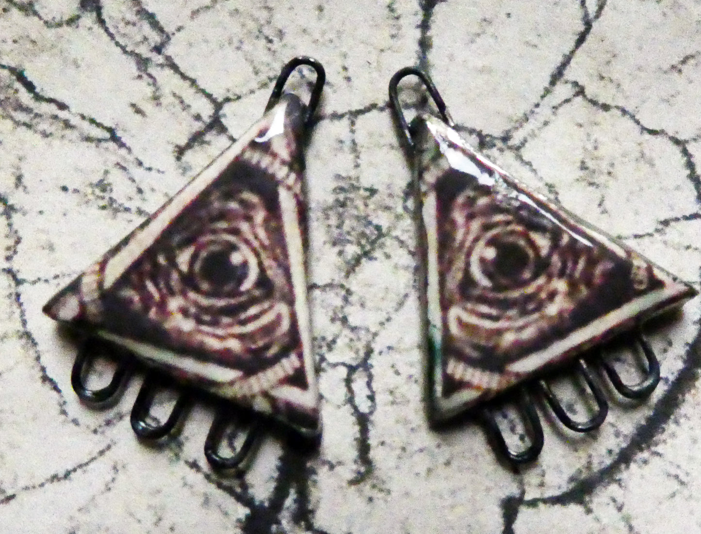 Ceramic All Seeing Eye Decal Earring Connectors #2