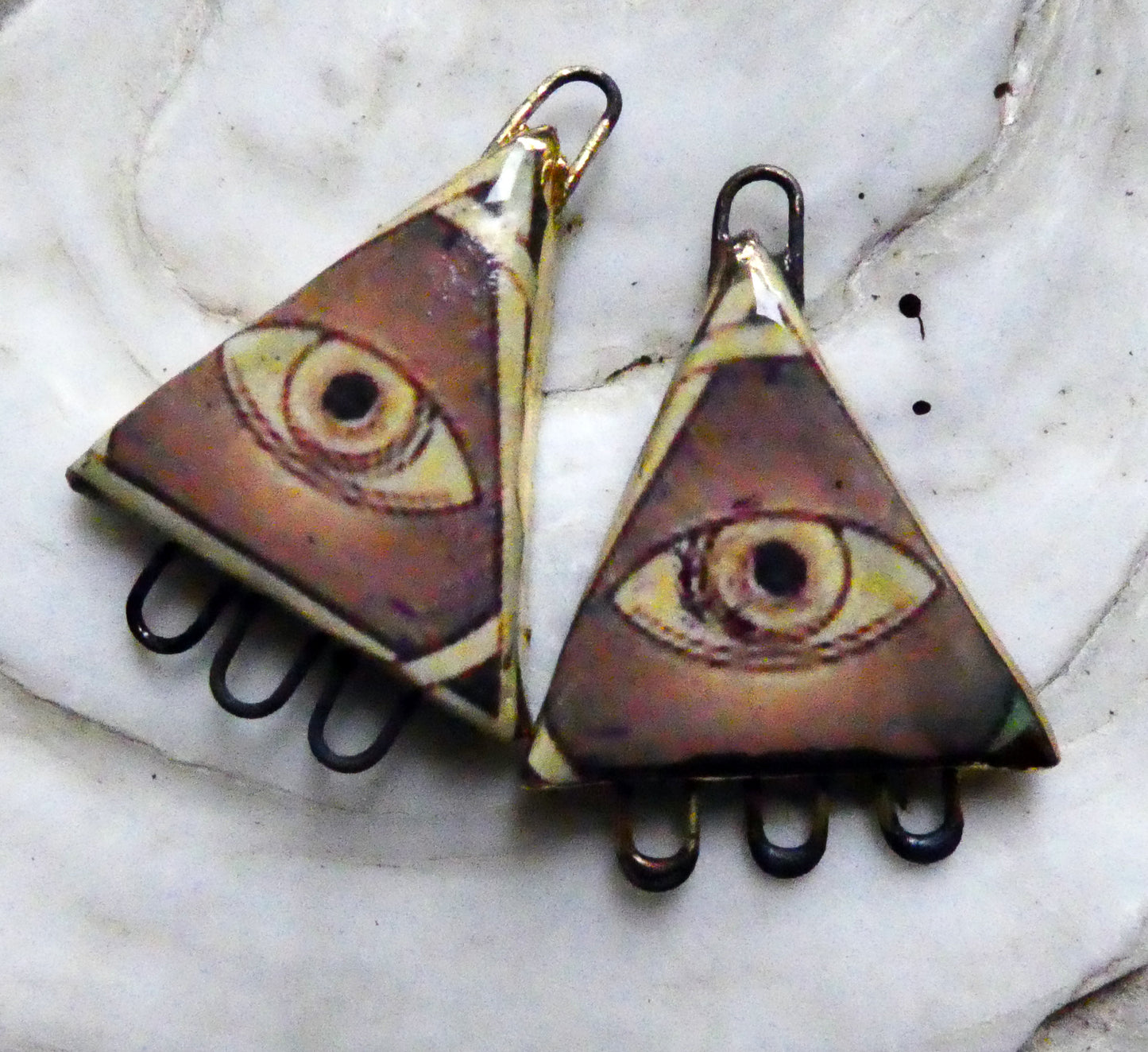 Ceramic All Seeing Eye Decal Earring Connectors #3