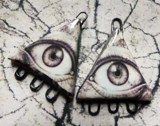 Ceramic All Seeing Eye Decal Earring Connectors #4