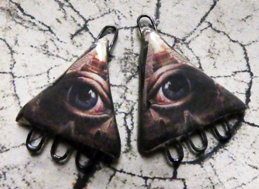 Ceramic All Seeing Eye Decal Earring Connectors #11