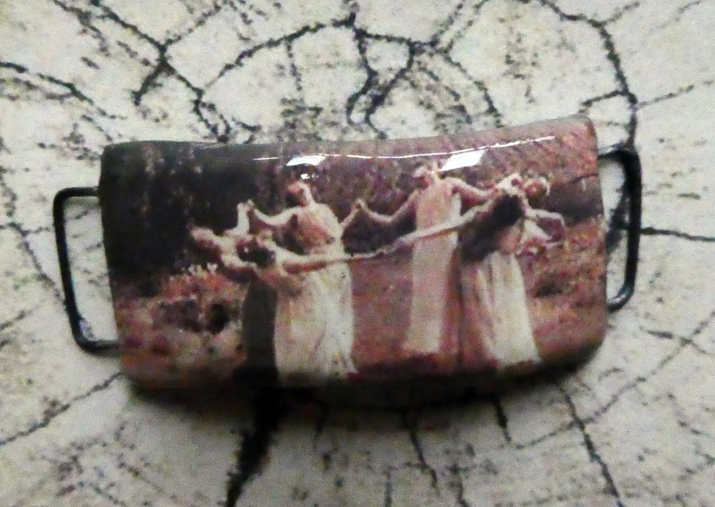 Ceramic Dancing Witches Decal Bracelet Focal#2