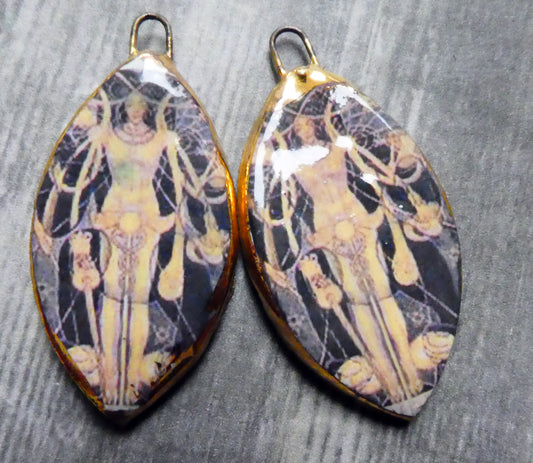 Ceramic Voodoo Priestess Decal Earring Charms