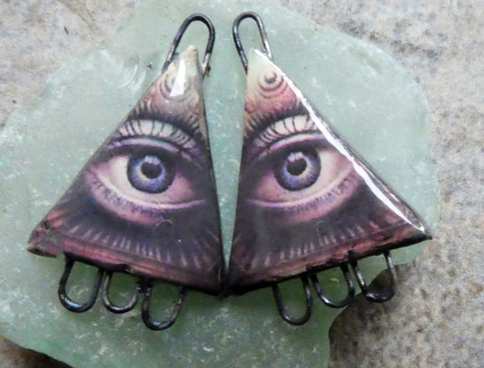 Ceramic All Seeing Eye Decal Earring Connectors #7