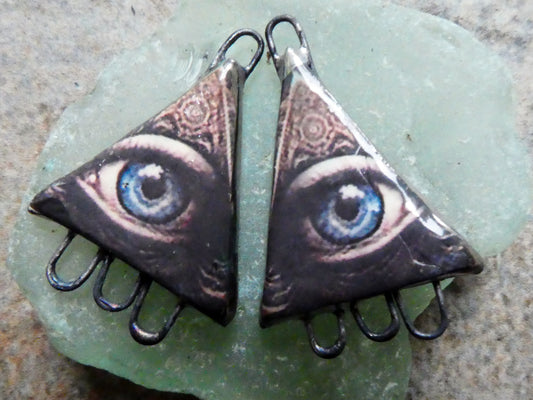 Ceramic All Seeing Eye Decal Earring Connectors #8