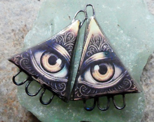 Ceramic All Seeing Eye Decal Earring Connectors #9