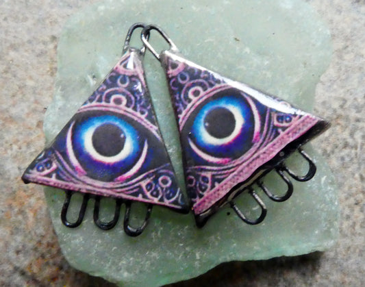 Ceramic All Seeing Eye Decal Earring Connectors #10