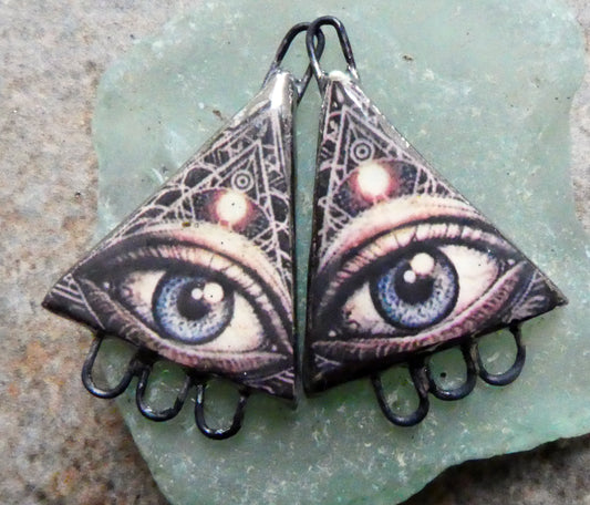 Ceramic All Seeing Eye Decal Earring Connectors #6