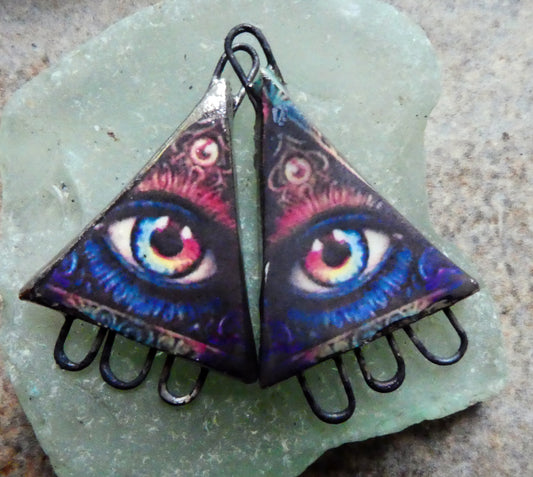 Ceramic All Seeing Eye Decal Earring Connectors #11