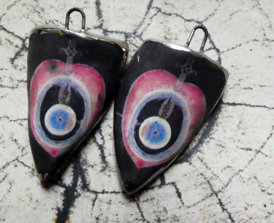 Ceramic Voodoo Symbol Decal Shield Earring Charms