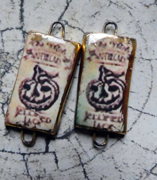 Ceramic Vintage Potion Label Decal Tablet Earring Connectors #5