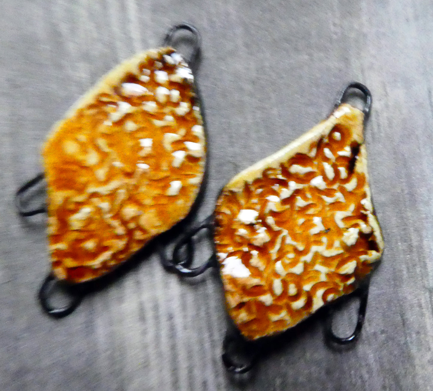 Ceramic Textured Earring Connectors - Cognac