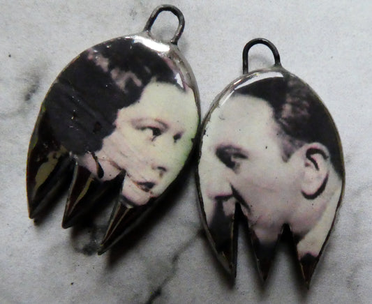 Ceramic Horror Decal Earring Charms - Dracula and Victim #1