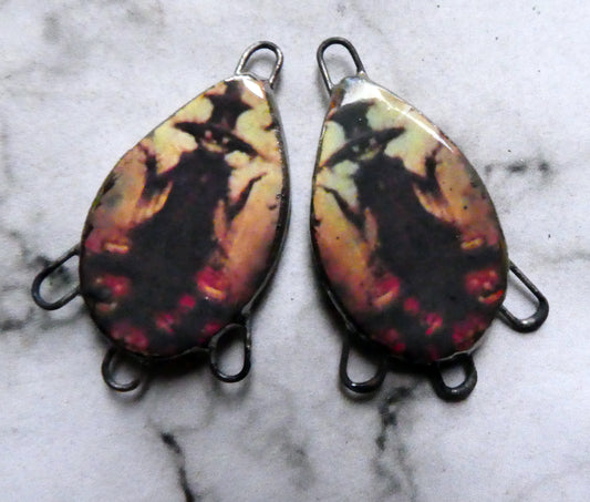 Ceramic Spooky Scarecrow Decal Earring Connectors