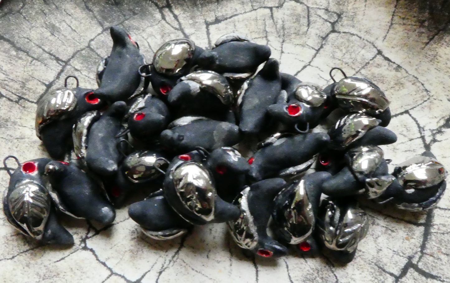 Ceramic Red Eyed Ravens in the Moonlight