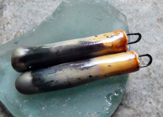 Ceramic Sticks Earring Charms -Amber Ash and Volcanic Glow