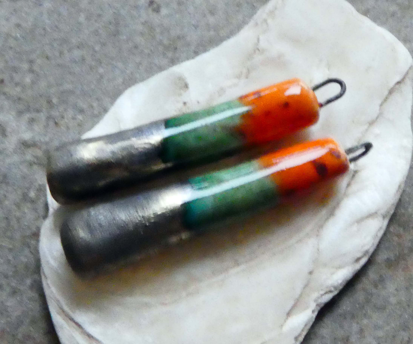 Ceramic Sticks Earring Charms -Algae Bloom and Wildfire