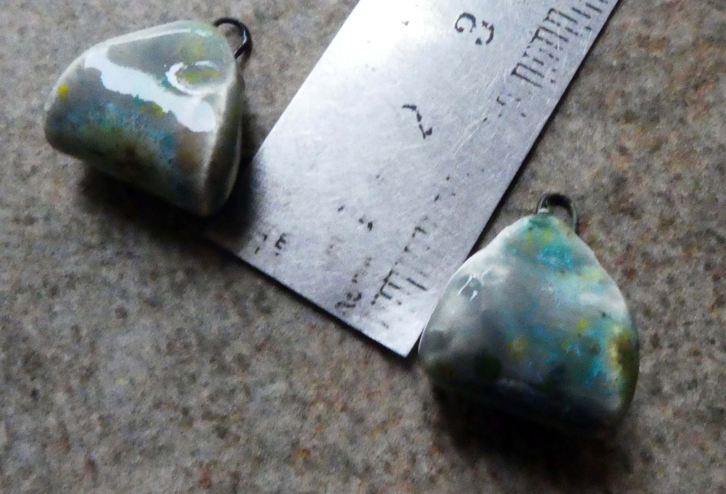 Ceramic Folded Earring Connectors - Mountain Moss