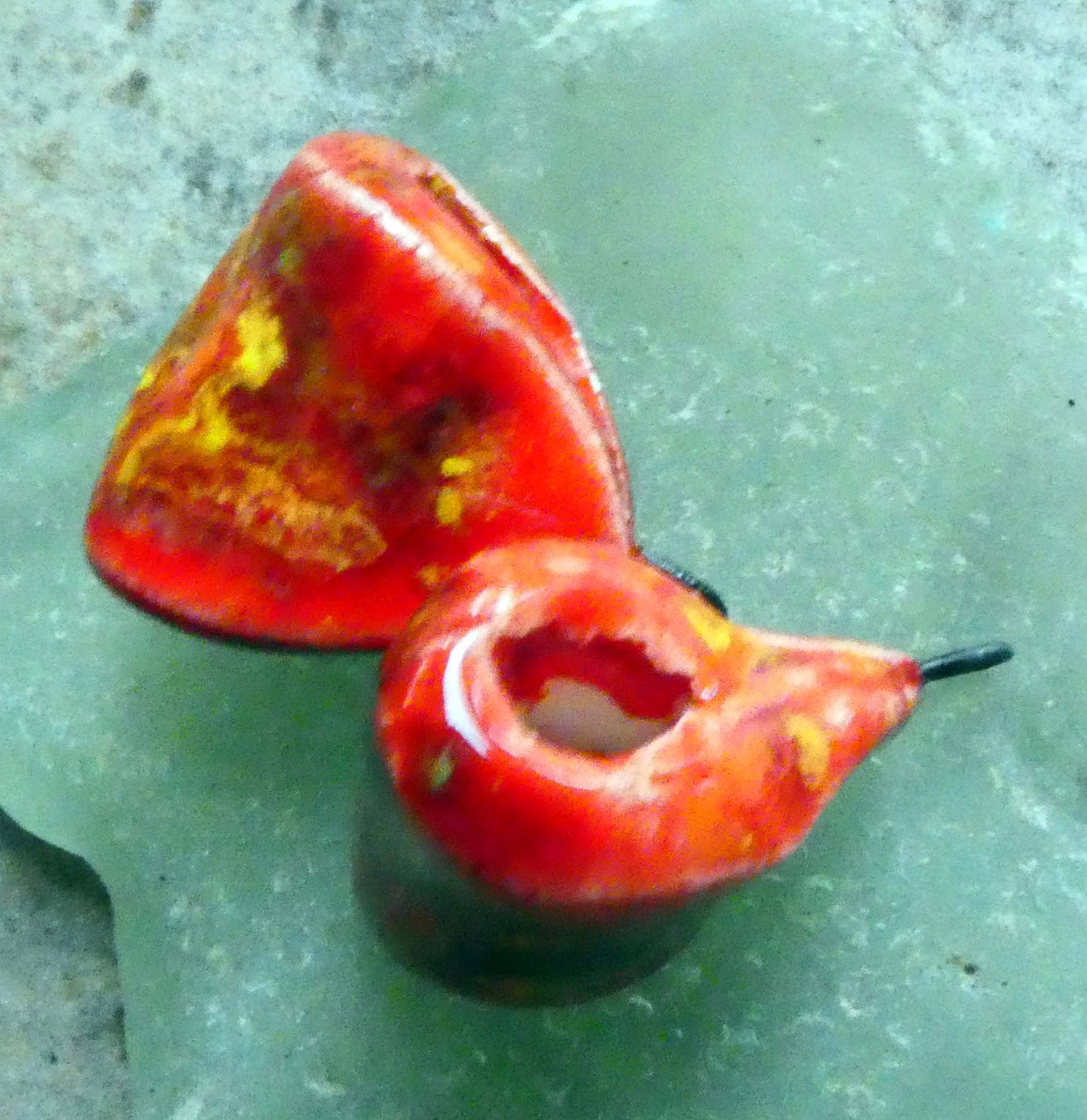 Ceramic Folded Earring Connectors -Firecracker