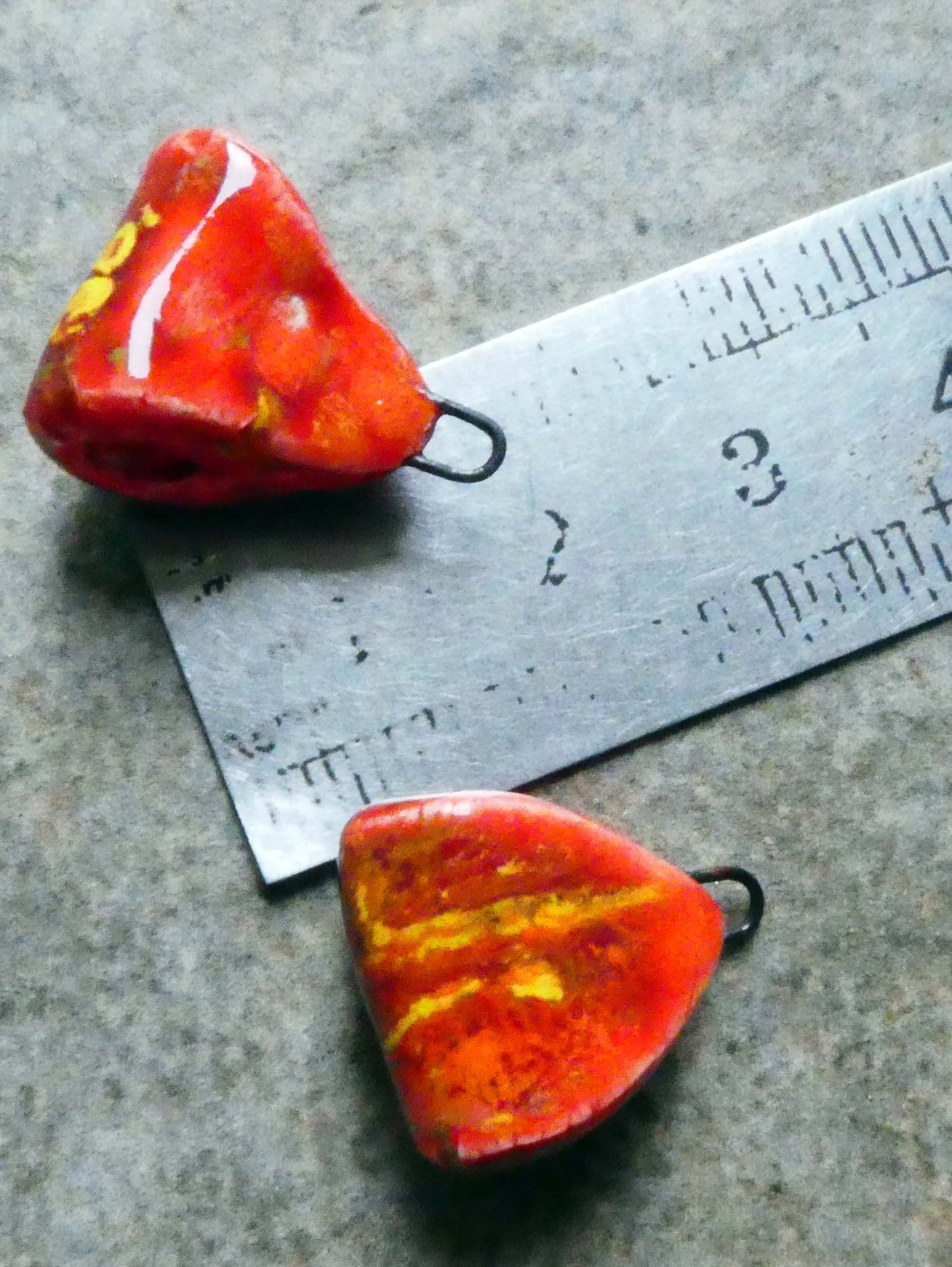 Ceramic Folded Earring Connectors -Firecracker