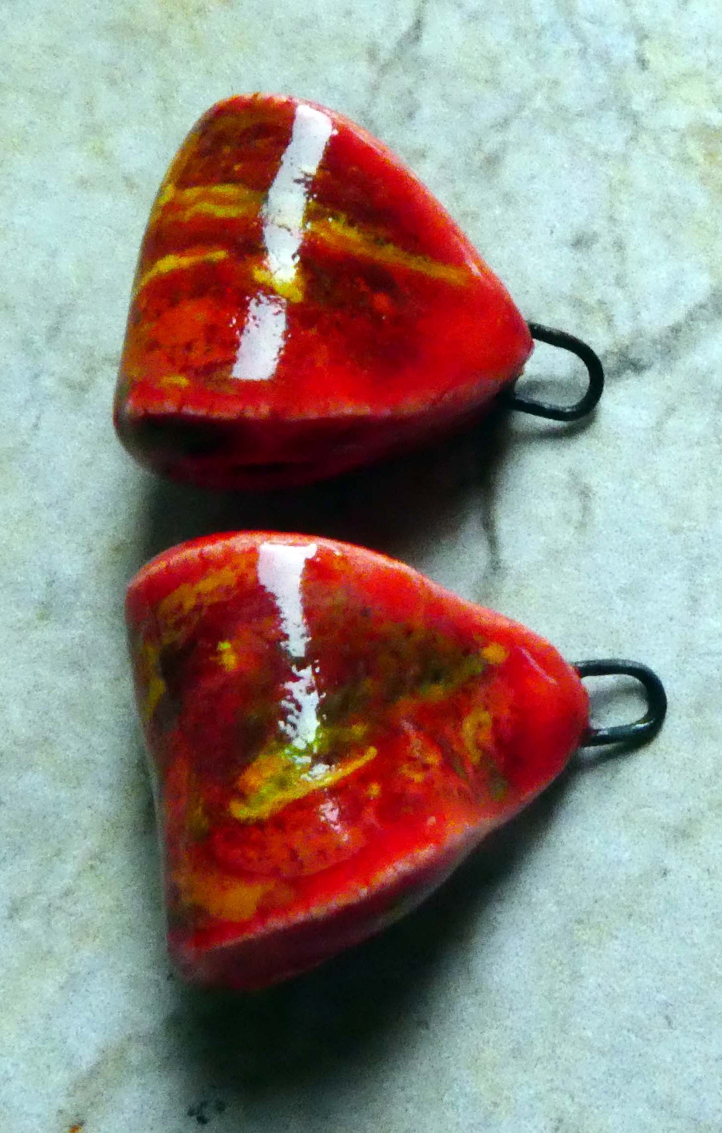 Ceramic Folded Earring Connectors -Firecracker