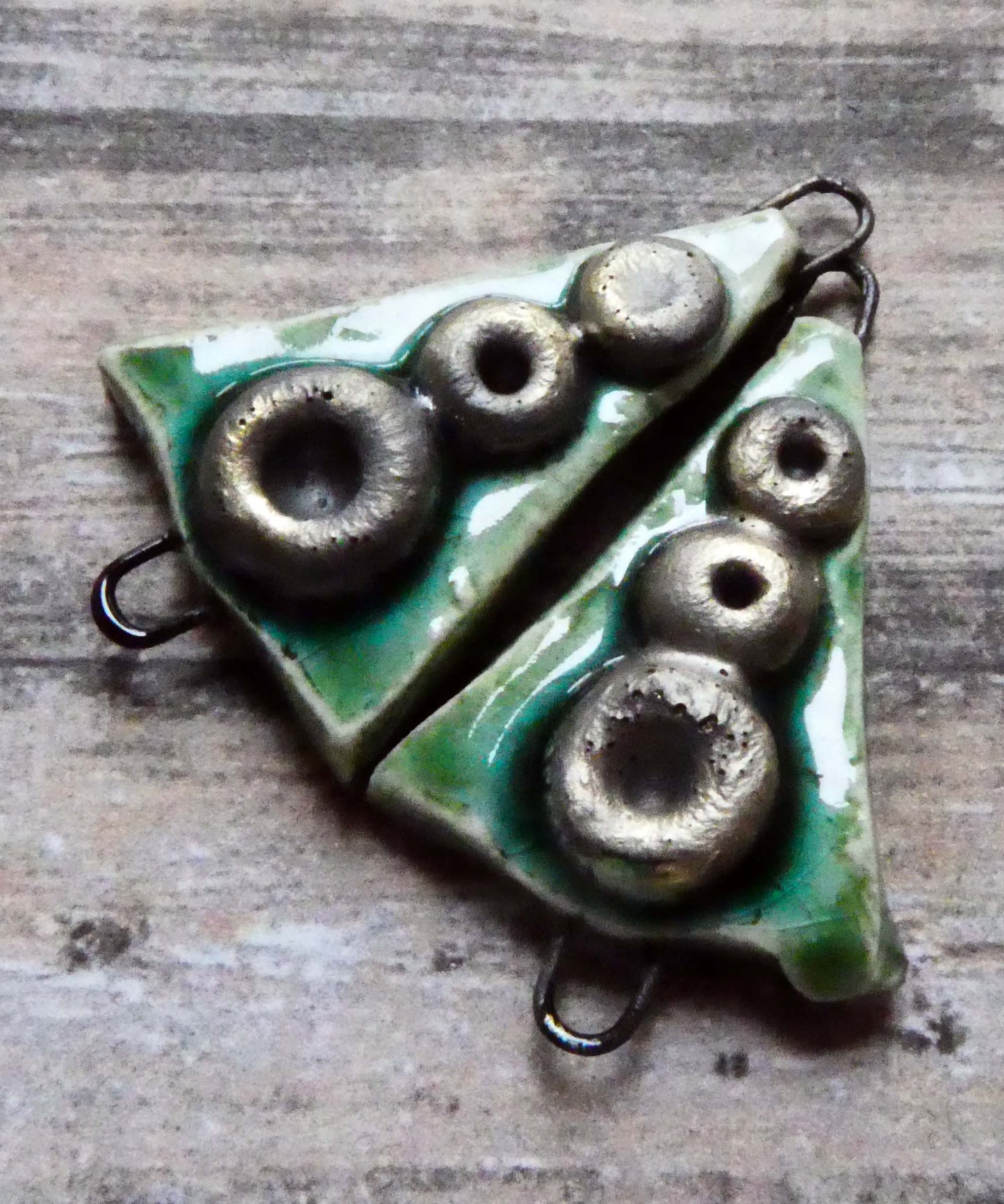 Ceramic Lichen Tree Earring Connectors -Algae Bloom
