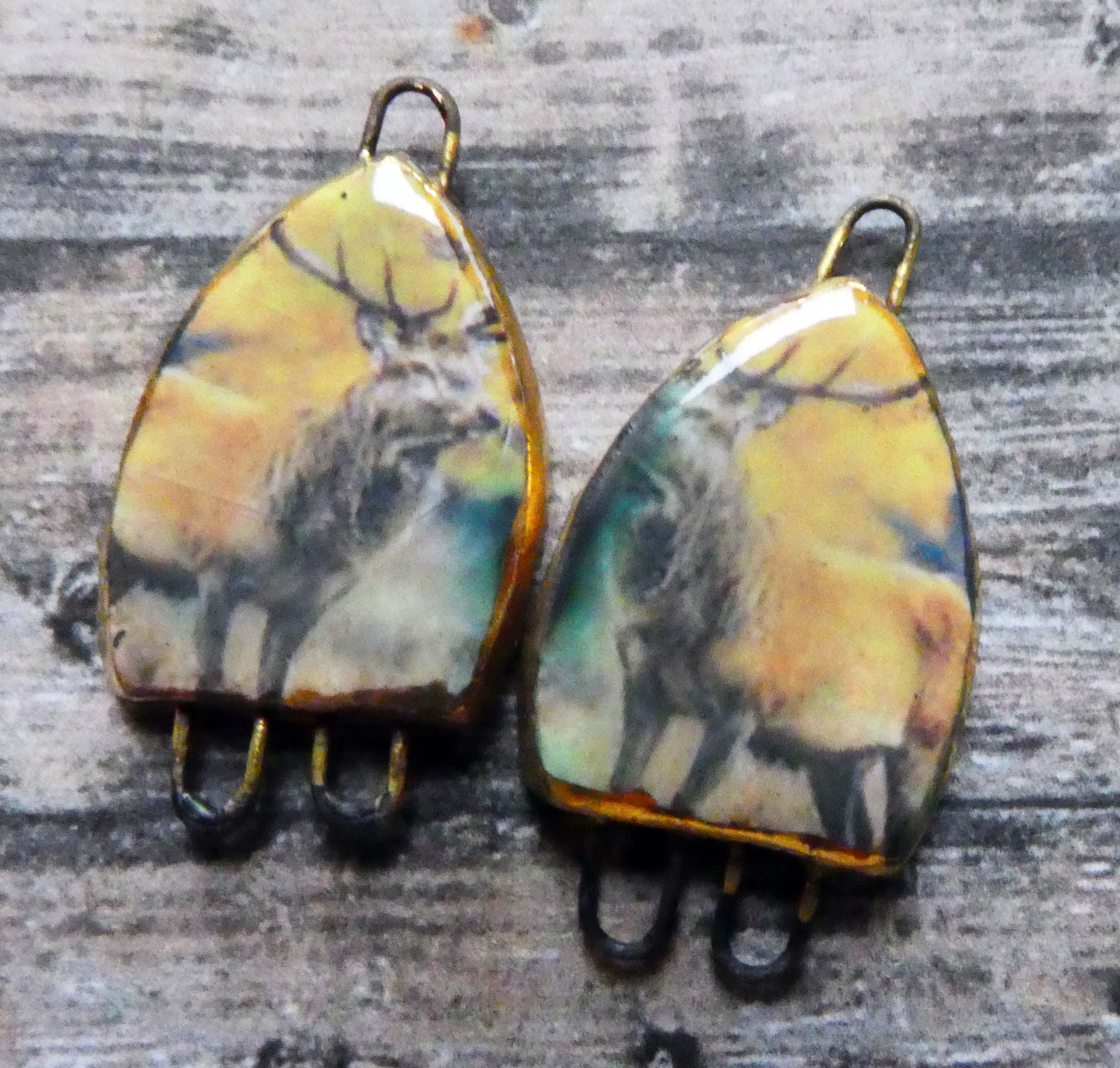 Ceramic Stags in Heather Earring Connectors - #3