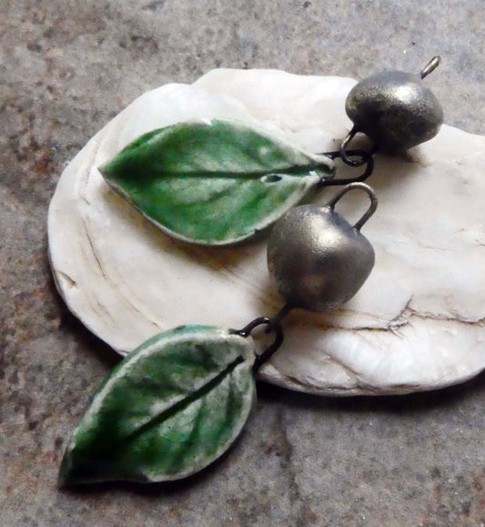 Ceramic Bobble and Leaf Dangles - Algae Bloom