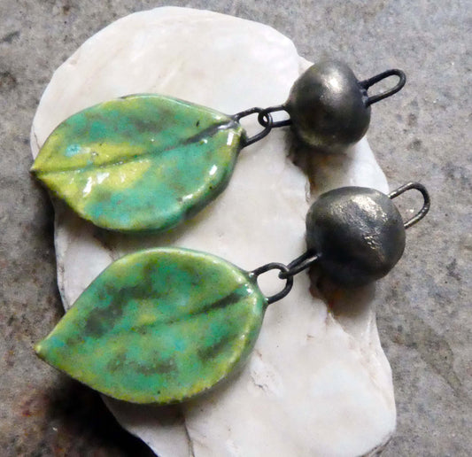 Ceramic Bobble and Leaf Dangles -Supernova