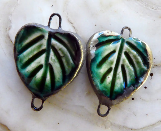 Ceramic Heart Shaped Leaf Connectors - Algae Bloom