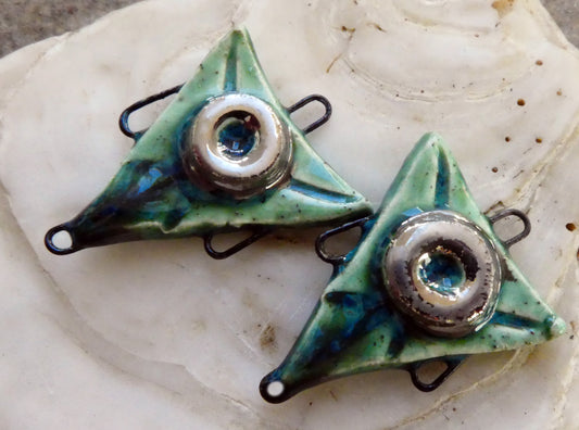 Ceramic Triangle Earring Connectors -Rockpool