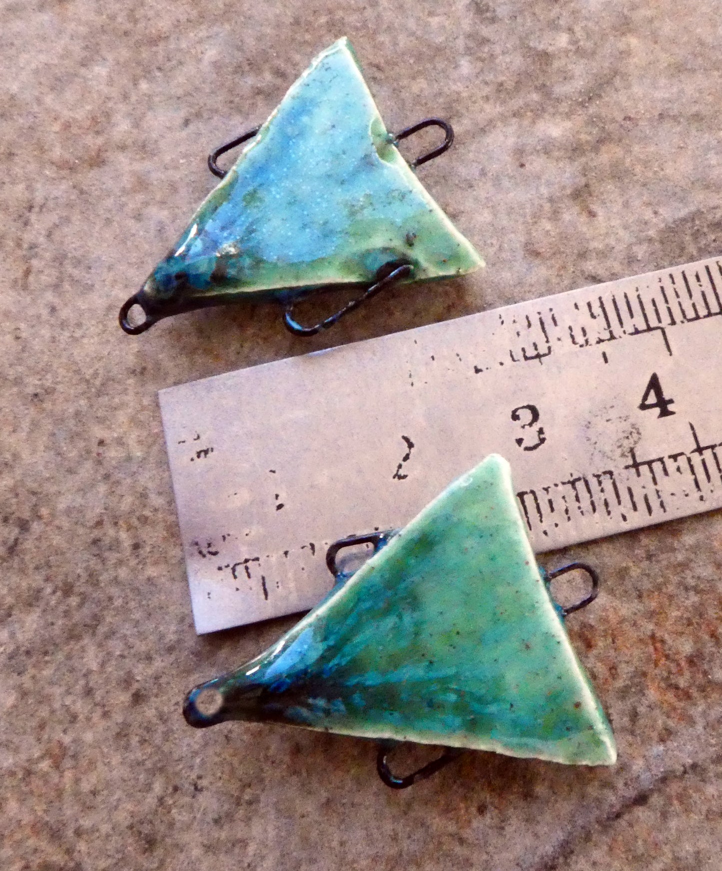 Ceramic Triangle Earring Connectors -Rockpool