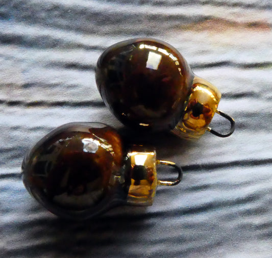 Ceramic Bauble Earring Charms -Metallic Gold