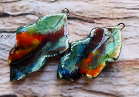 Ceramic Super Slim Autumn Leaf Charms #17