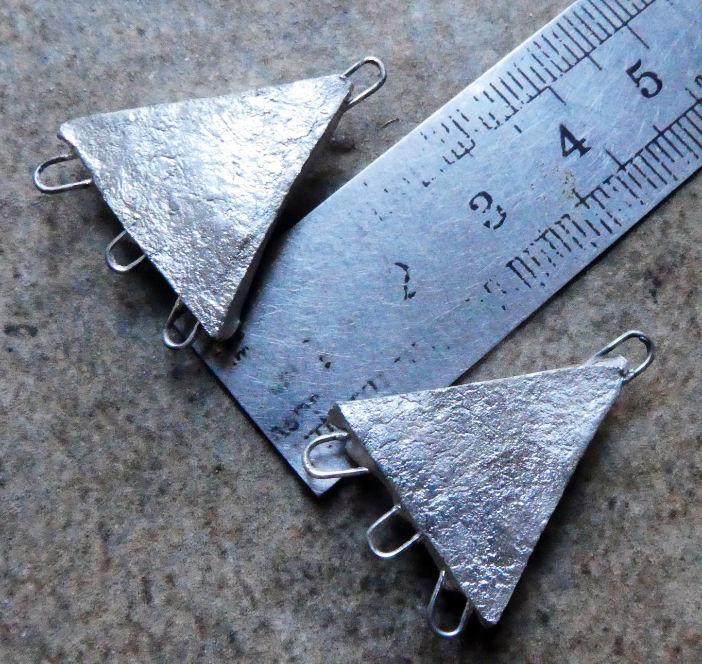 Ceramic Triangle Silvery Earring Connectors -Rockpool