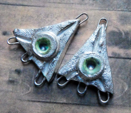 Ceramic Triangle Silvery Earring Connectors -Supernova