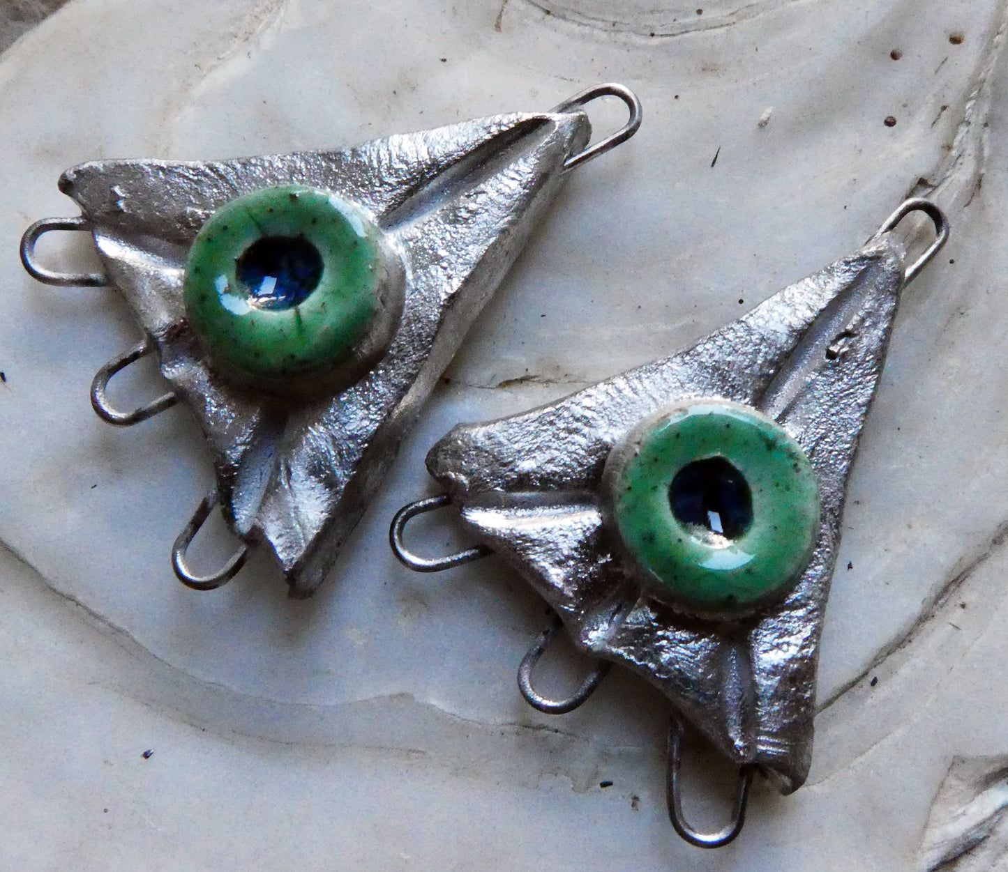 Ceramic Triangle Silvery Earring Connectors -Rockpool