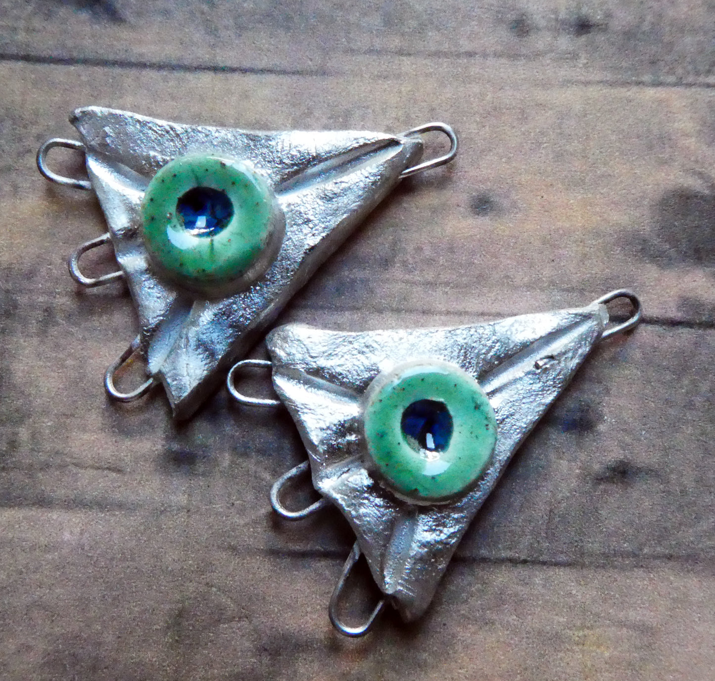 Ceramic Triangle Silvery Earring Connectors -Rockpool