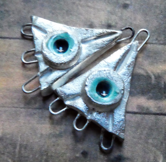 Ceramic Triangle Silvery Earring Connectors -Taunton Turquoise