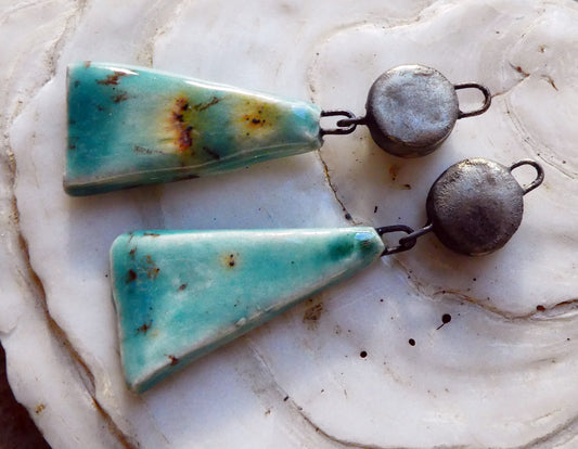 Ceramic Wedge Dangles - Lotus Blossom