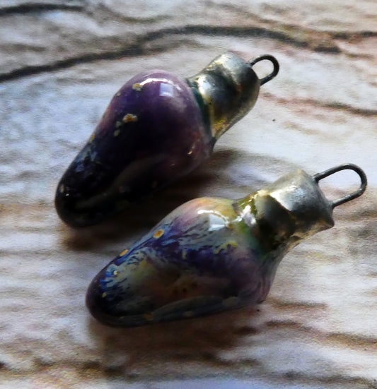 Ceramic Christmas Lights Earring Charms - Cosmic Grape