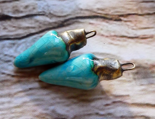 Ceramic Christmas Lights Earring Charms -Taunton Turquoise