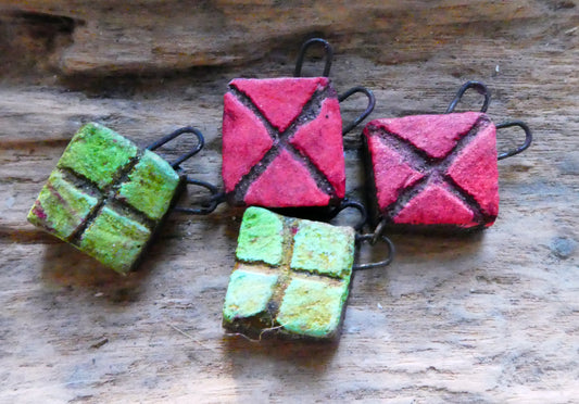 Ceramic Tumbling Gift Boxes Dangles - Red and Green #1