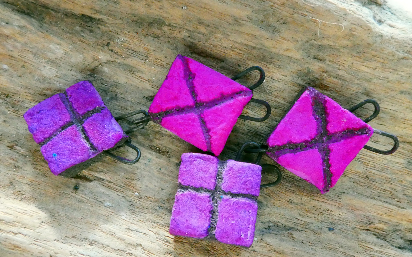 Ceramic Tumbling Gift Boxes Dangles - Purple and Magenta