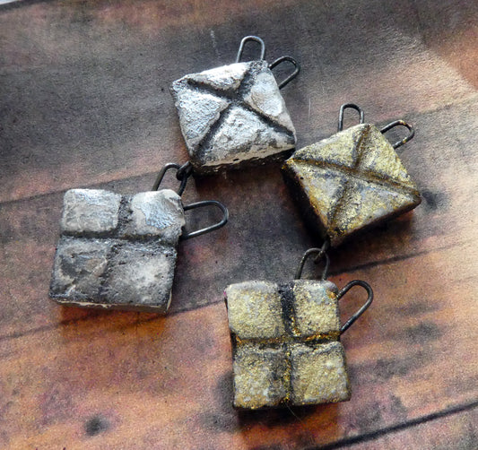 Ceramic Tumbling Gift Boxes Dangles - Silver and Gold