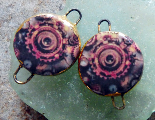 Ceramic Steampunk Bauble Decal Connectors #2