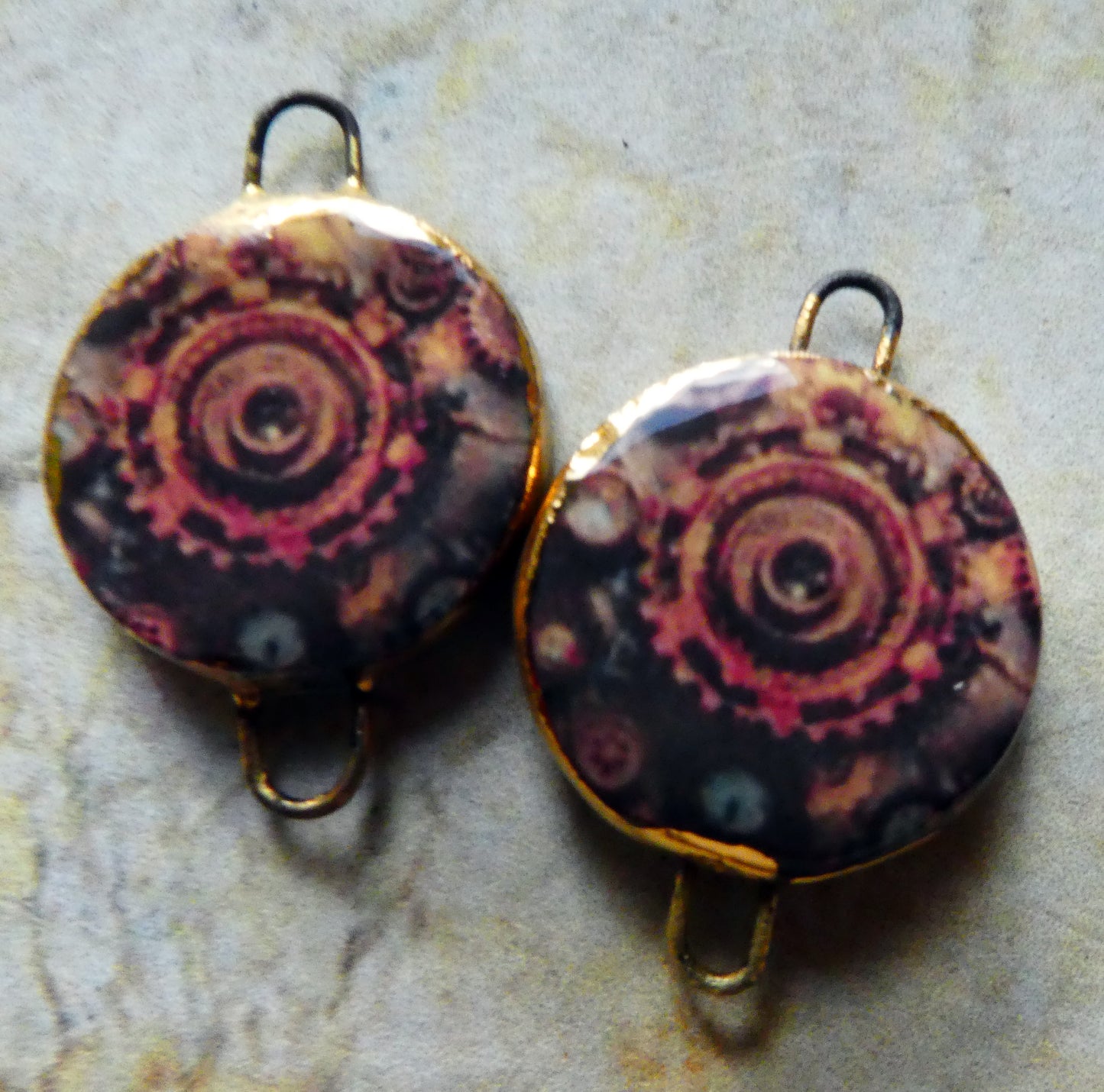 Ceramic Steampunk Bauble Decal Connectors #2