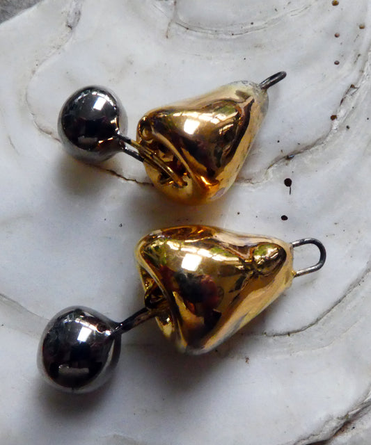 Ceramic Bell Dangles - Gold