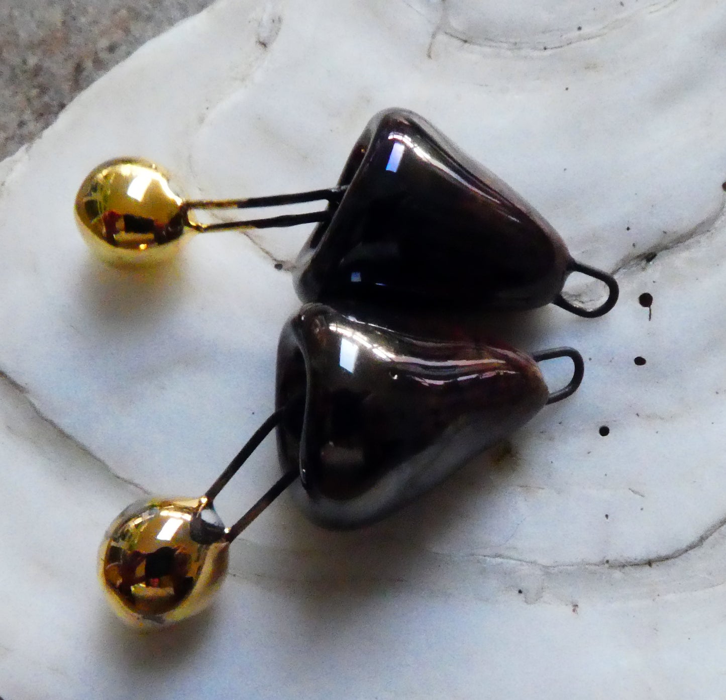 Ceramic Bell Dangles - Metallic Gold