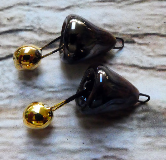 Ceramic Bell Dangles - Metallic Gold